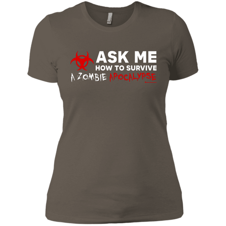 T-Shirts Warm Grey / X-Small Ask Me How To Survive A Zombie Apocalypse Women's Premium T-Shirt