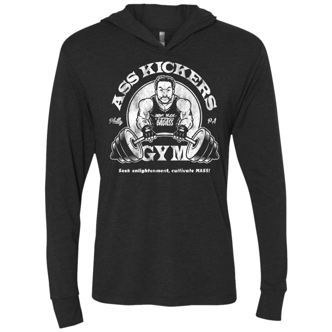 T-Shirts Vintage Black / X-Small Ass Kickers Gym Triblend Long Sleeve Hoodie Tee