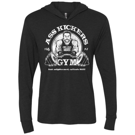 T-Shirts Vintage Black / X-Small Ass Kickers Gym Triblend Long Sleeve Hoodie Tee