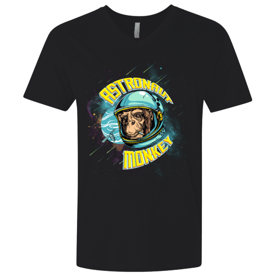 T-Shirts Black / X-Small ASTRONAUT MONKEY Men's Premium V-Neck