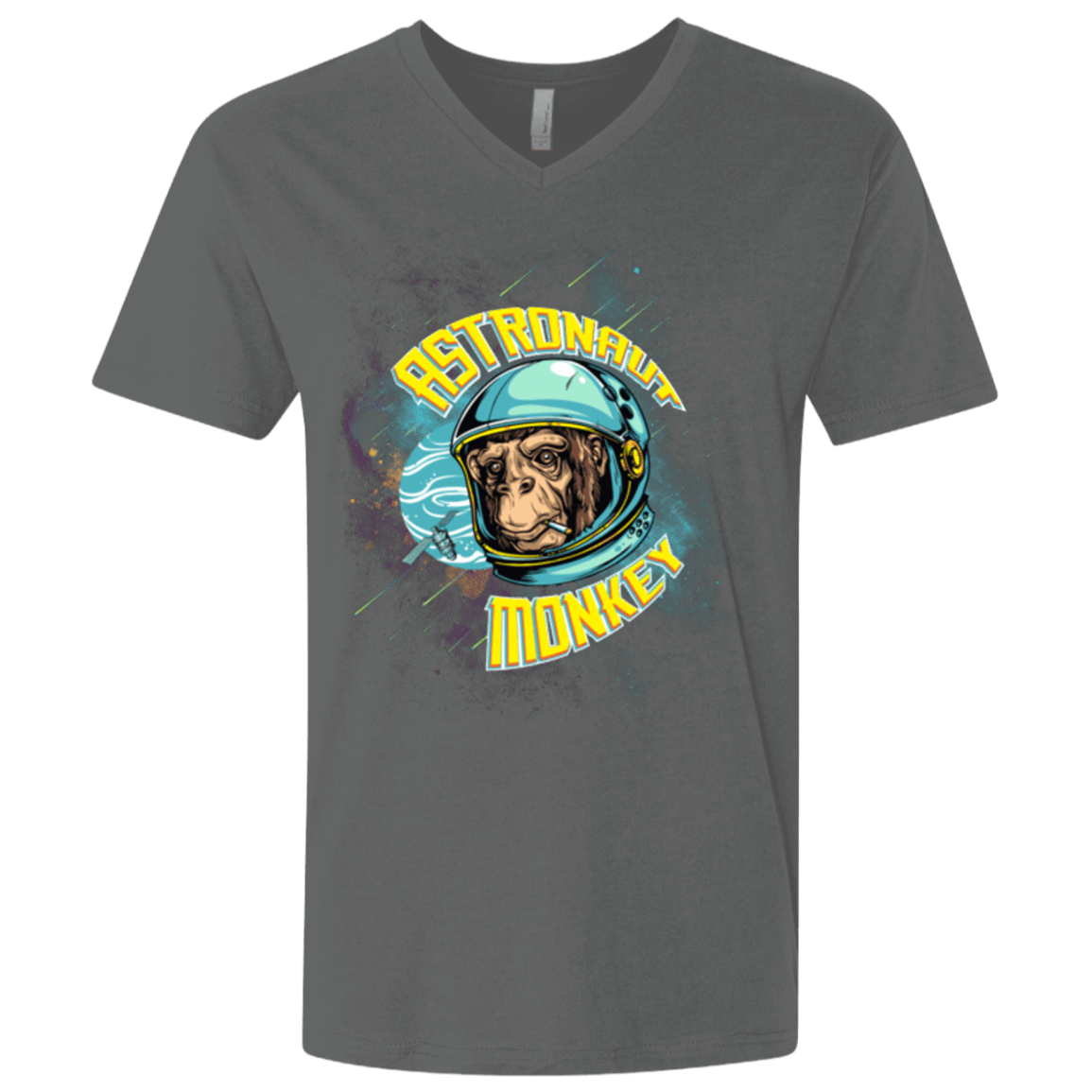 T-Shirts Heavy Metal / X-Small ASTRONAUT MONKEY Men's Premium V-Neck