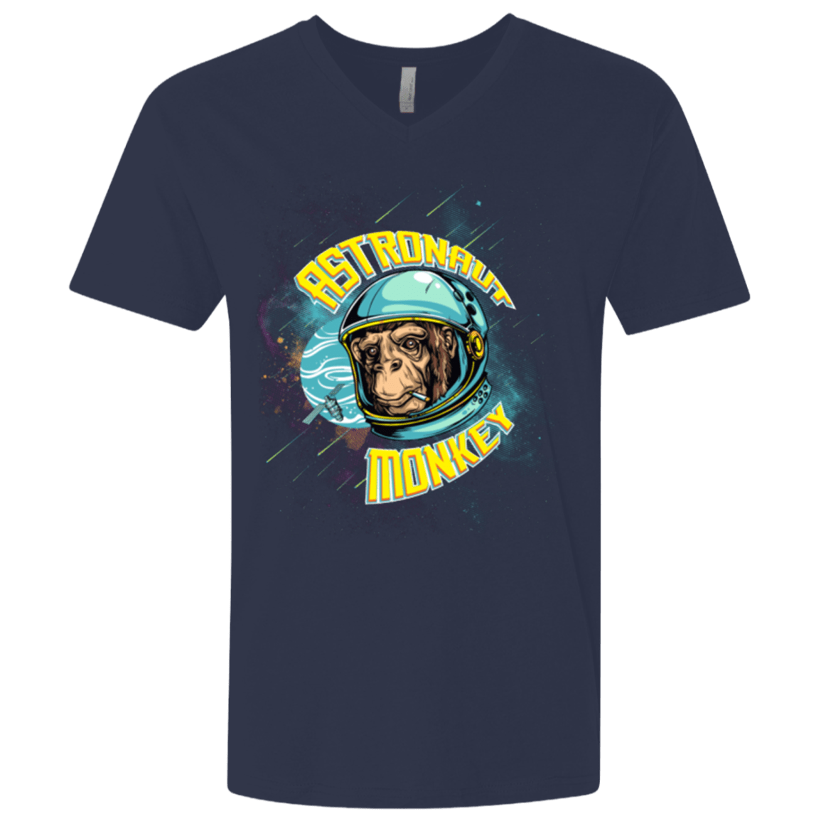 T-Shirts Midnight Navy / X-Small ASTRONAUT MONKEY Men's Premium V-Neck