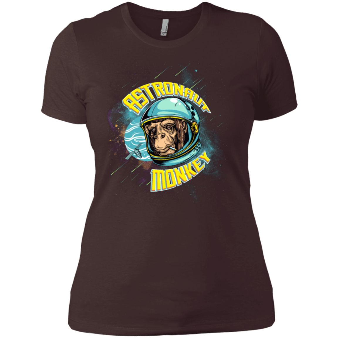 T-Shirts Dark Chocolate / X-Small ASTRONAUT MONKEY Women's Premium T-Shirt
