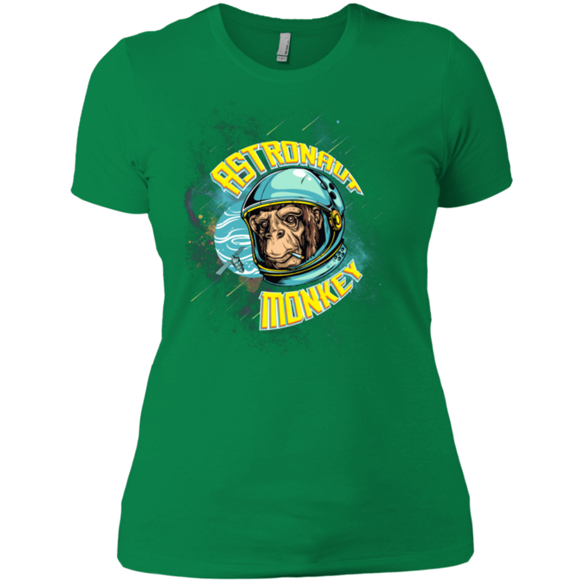 T-Shirts Kelly Green / X-Small ASTRONAUT MONKEY Women's Premium T-Shirt