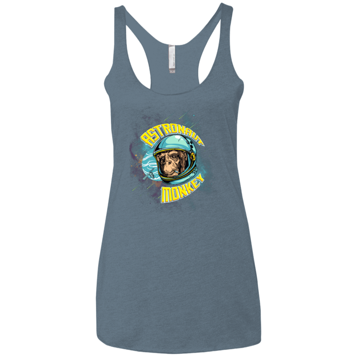 T-Shirts Indigo / X-Small ASTRONAUT MONKEY Women's Triblend Racerback Tank