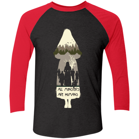 T-Shirts Vintage Black/Vintage Red / X-Small asylum Men's Triblend 3/4 Sleeve