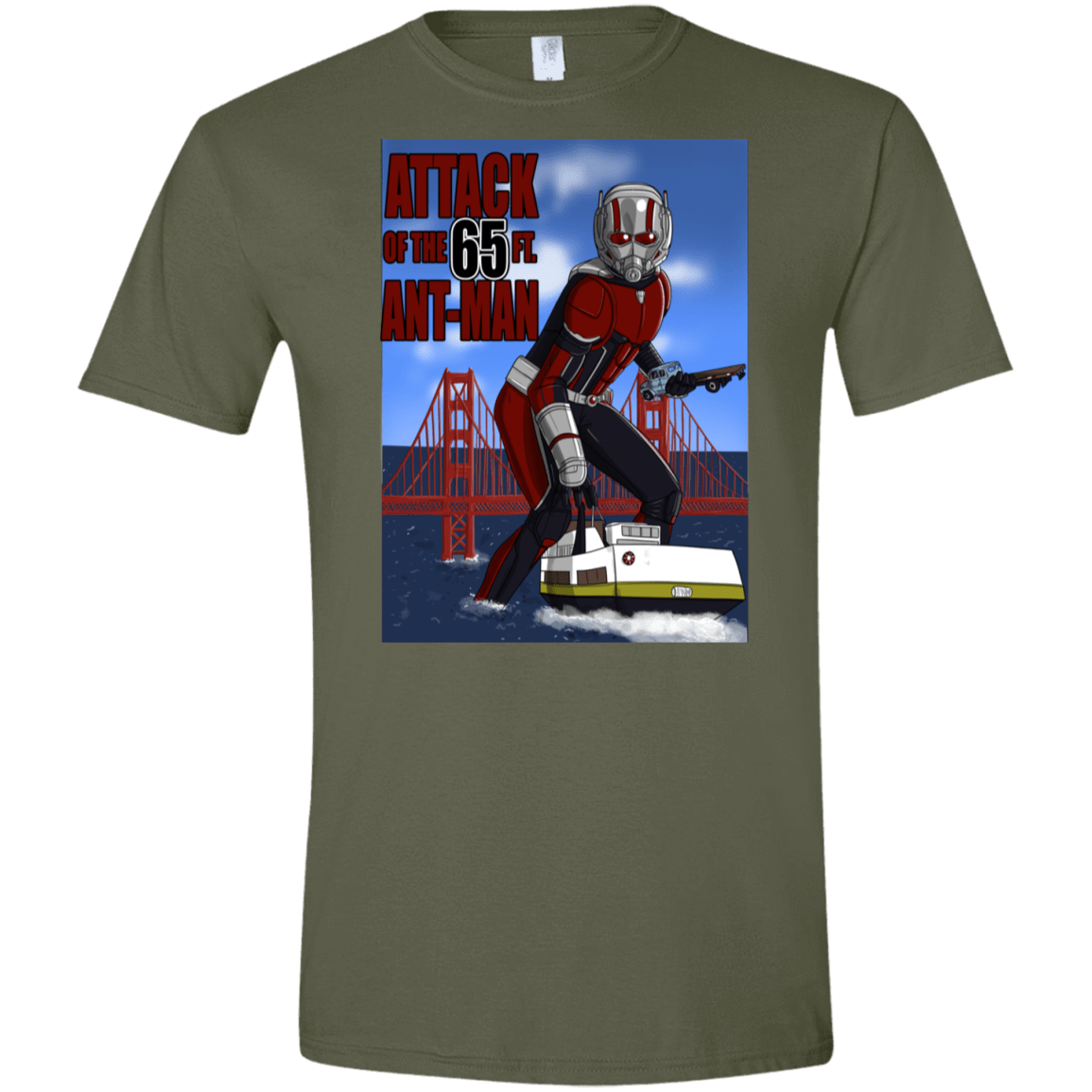 T-Shirts Military Green / S Attack of the 65 ft. Ant-Man Men's Semi-Fitted Softstyle