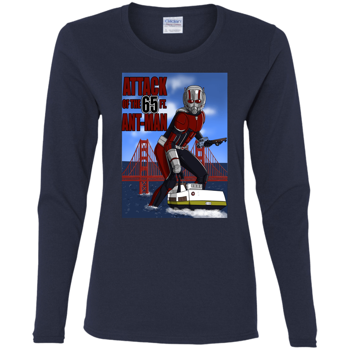 T-Shirts Navy / S Attack of the 65 ft. Ant-Man Women's Long Sleeve T-Shirt