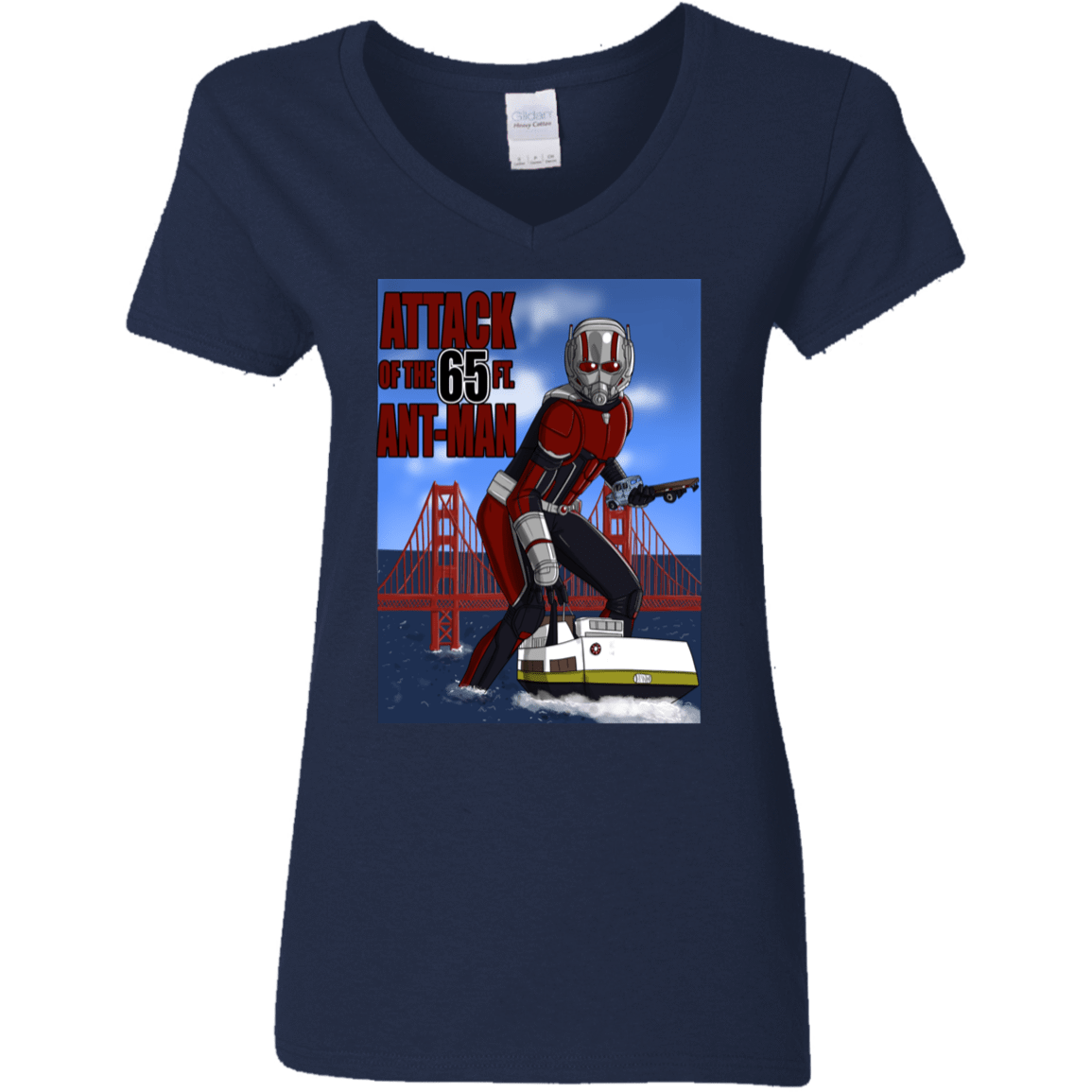 T-Shirts Navy / S Attack of the 65 ft. Ant-Man Women's V-Neck T-Shirt