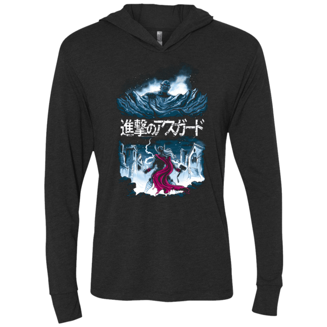 T-Shirts Vintage Black / X-Small Attack On Asgard Triblend Long Sleeve Hoodie Tee