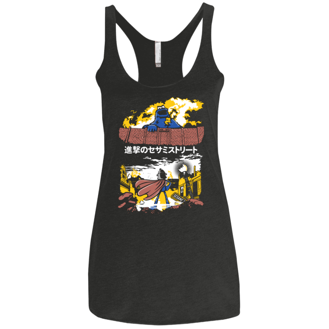 T-Shirts Vintage Black / X-Small Attack on Sesame Street Women's Triblend Racerback Tank