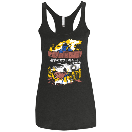 T-Shirts Vintage Black / X-Small Attack on Sesame Street Women's Triblend Racerback Tank
