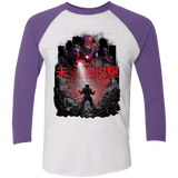 T-Shirts Heather White/Purple Rush / X-Small Attack On The Future Men's Triblend 3/4 Sleeve