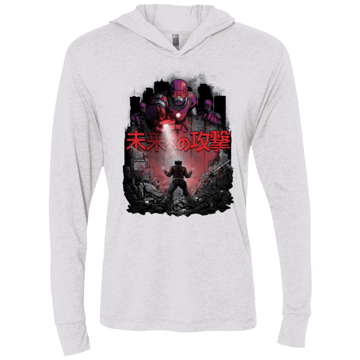 T-Shirts Heather White / X-Small Attack On The Future Triblend Long Sleeve Hoodie Tee