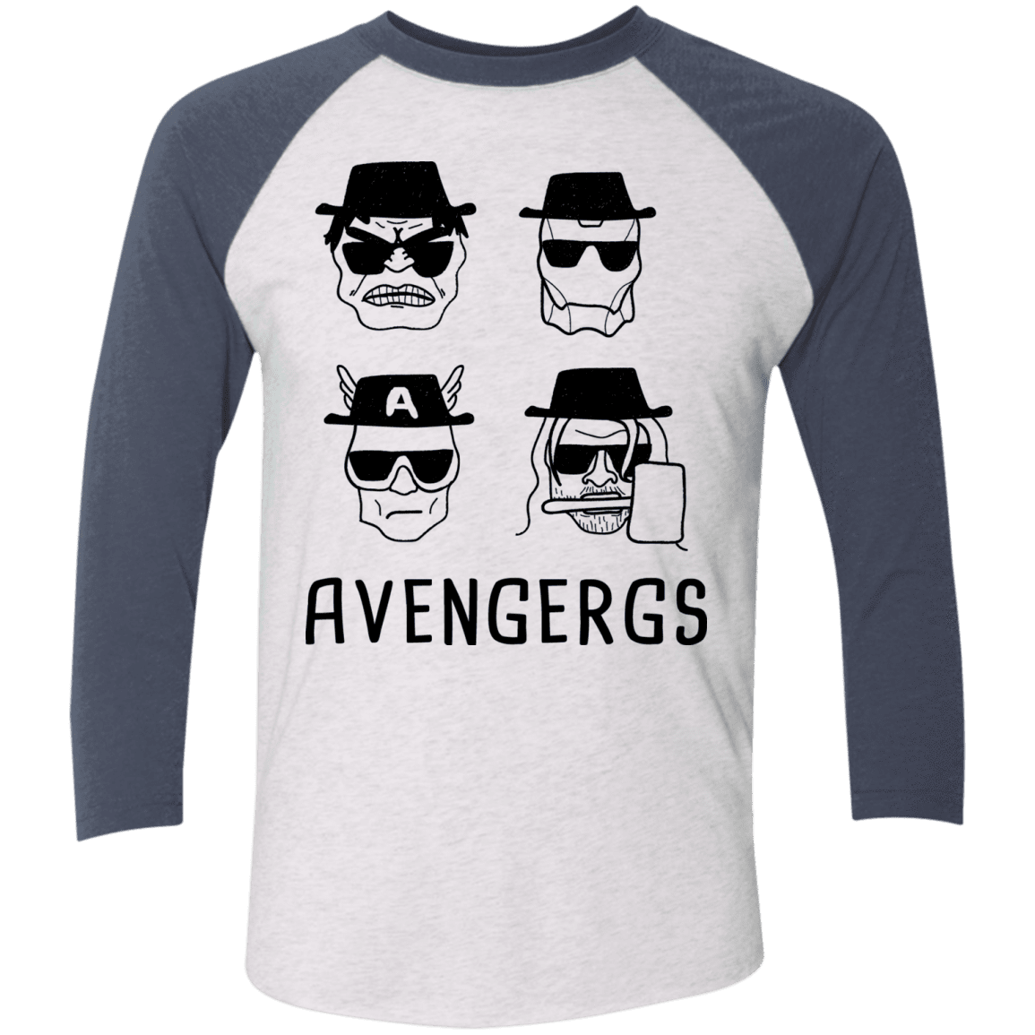 T-Shirts Heather White/Indigo / X-Small Avengergs Men's Triblend 3/4 Sleeve