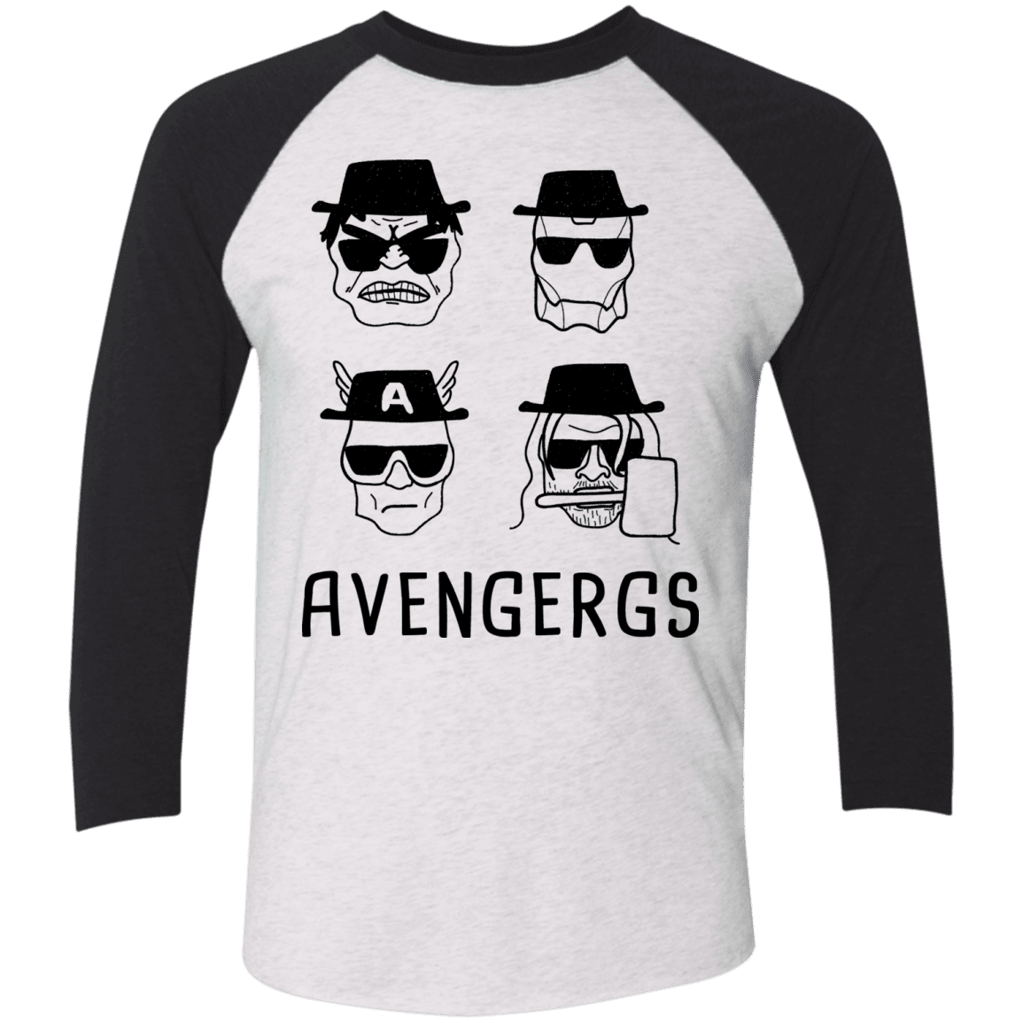 T-Shirts Heather White/Vintage Black / X-Small Avengergs Men's Triblend 3/4 Sleeve