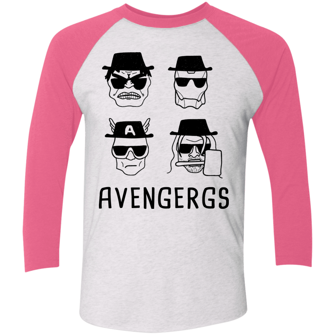 T-Shirts Heather White/Vintage Pink / X-Small Avengergs Men's Triblend 3/4 Sleeve
