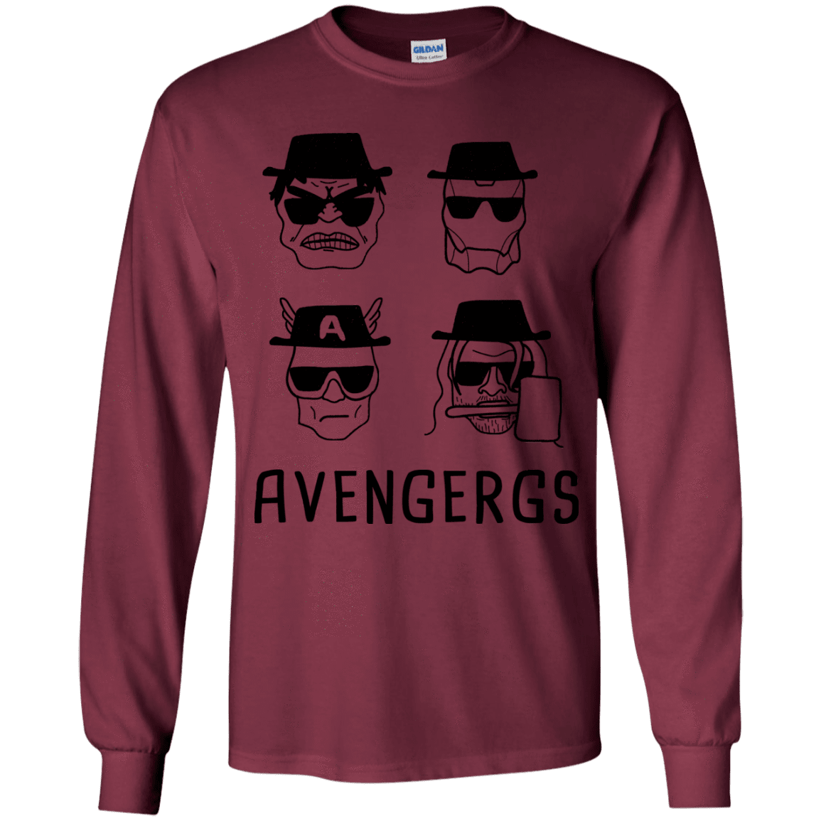 T-Shirts Maroon / YS Avengergs Youth Long Sleeve T-Shirt