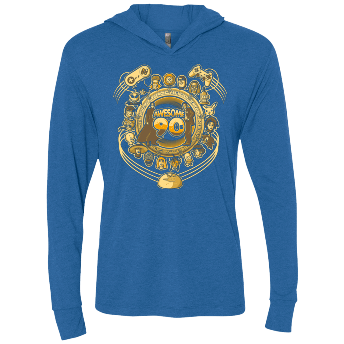 T-Shirts Vintage Royal / X-Small AWESOME 90S Triblend Long Sleeve Hoodie Tee