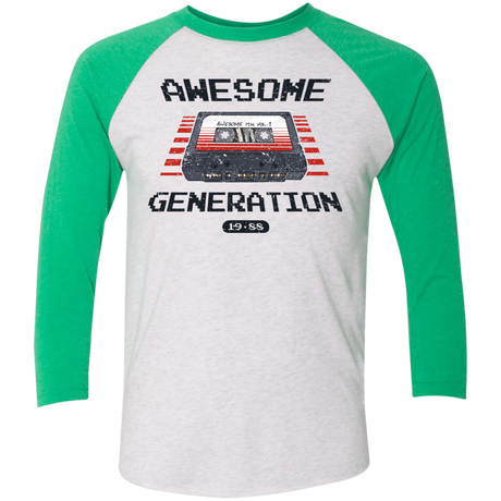 T-Shirts Heather White/Envy / X-Small Awesome Generation Men's Triblend 3/4 Sleeve