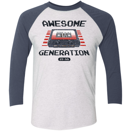 T-Shirts Heather White/Indigo / X-Small Awesome Generation Men's Triblend 3/4 Sleeve