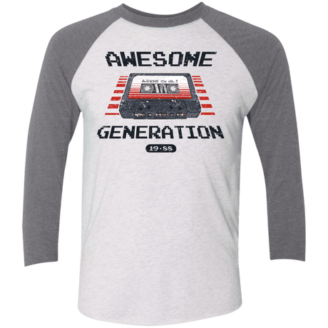 T-Shirts Heather White/Premium Heather / X-Small Awesome Generation Men's Triblend 3/4 Sleeve