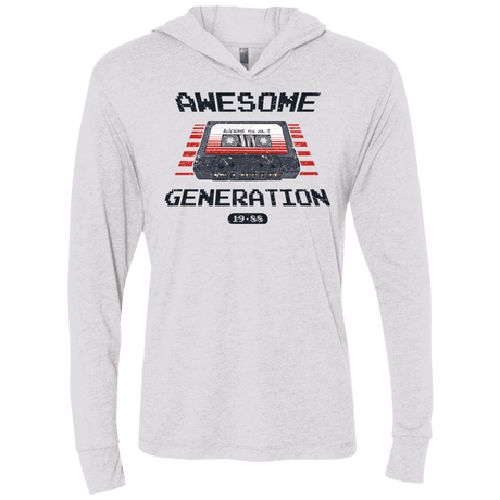 T-Shirts Heather White / X-Small Awesome Generation Triblend Long Sleeve Hoodie Tee