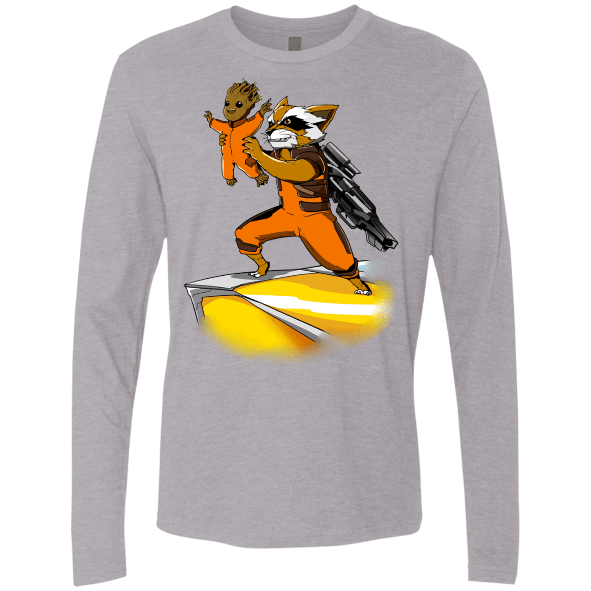 T-Shirts Heather Grey / Small Baby Groot Men's Premium Long Sleeve