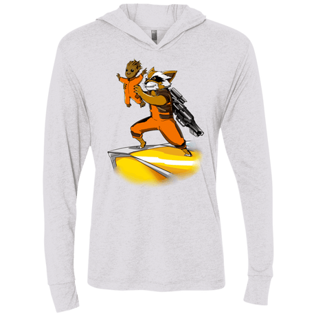 T-Shirts Heather White / X-Small Baby Groot Triblend Long Sleeve Hoodie Tee