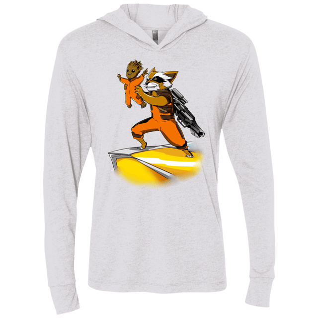 T-Shirts Heather White / X-Small Baby Groot Triblend Long Sleeve Hoodie Tee