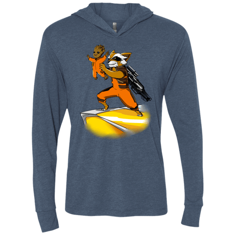 T-Shirts Indigo / X-Small Baby Groot Triblend Long Sleeve Hoodie Tee