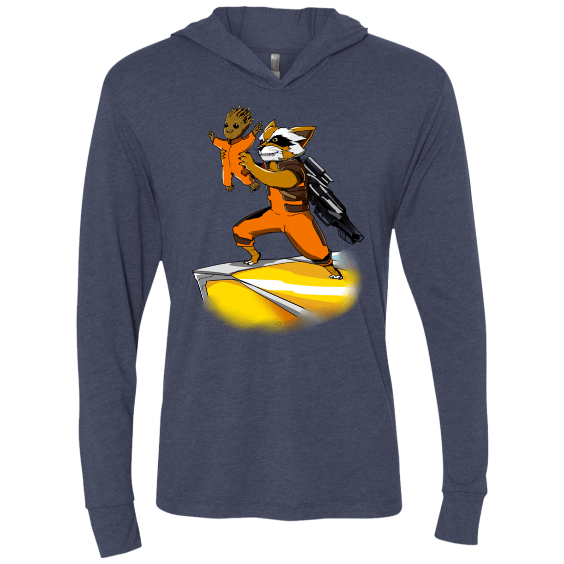 T-Shirts Vintage Navy / X-Small Baby Groot Triblend Long Sleeve Hoodie Tee