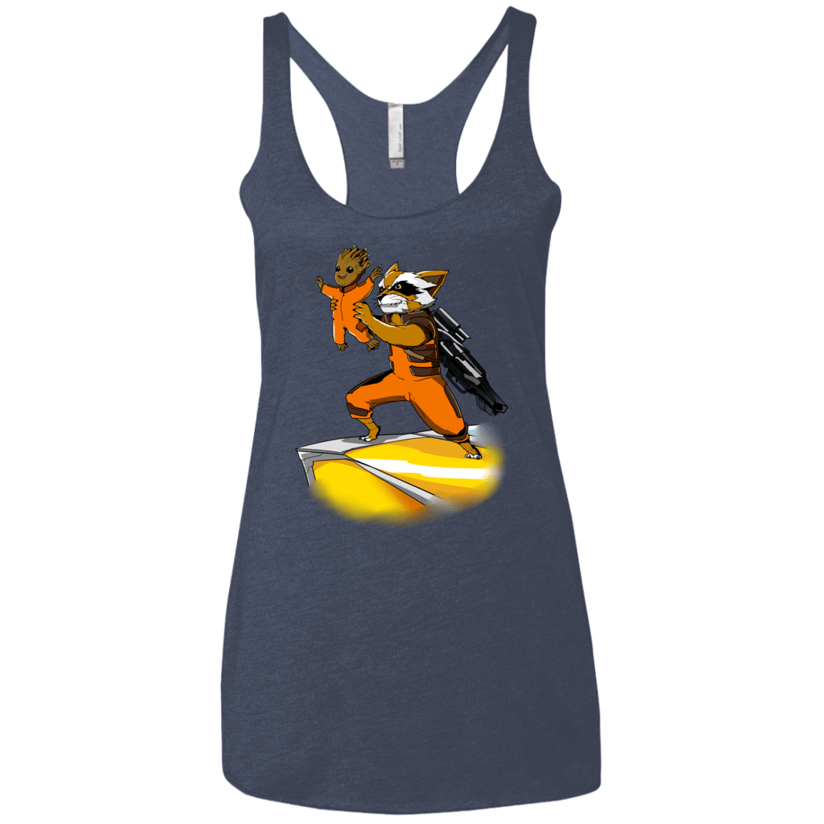 T-Shirts Vintage Navy / X-Small Baby Groot Women's Triblend Racerback Tank