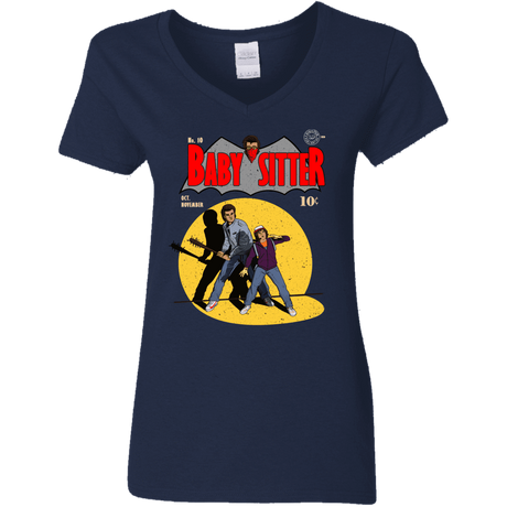 T-Shirts Navy / S Babysitter Batman Women's V-Neck T-Shirt