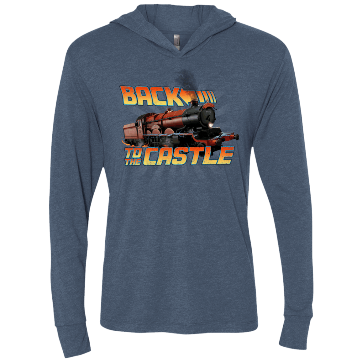 T-Shirts Indigo / X-Small Back to the Castle Triblend Long Sleeve Hoodie Tee