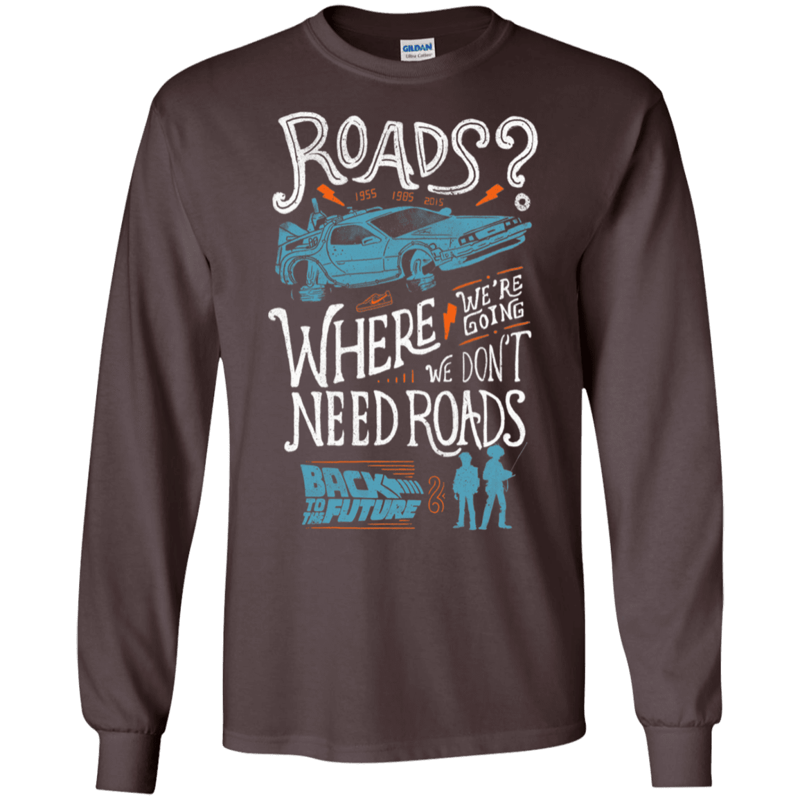 T-Shirts Dark Chocolate / S Back to the Future Men's Long Sleeve T-Shirt