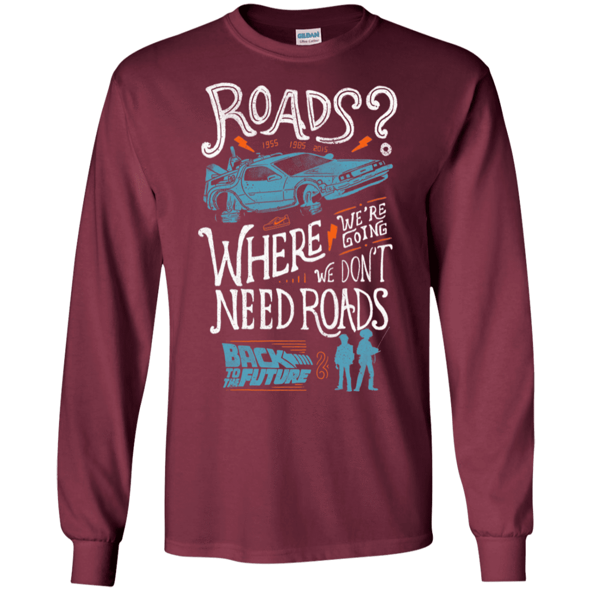 T-Shirts Maroon / S Back to the Future Men's Long Sleeve T-Shirt