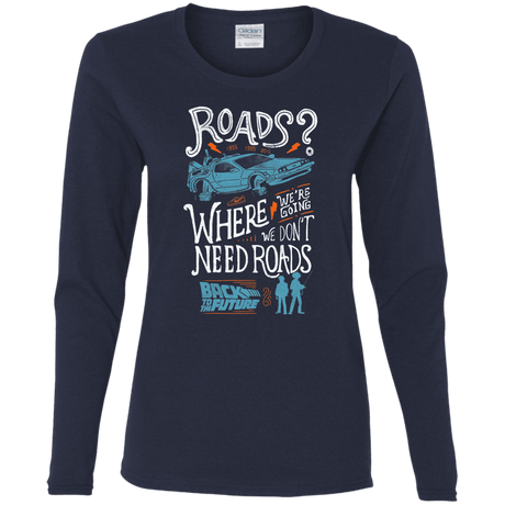 T-Shirts Navy / S Back to the Future Women's Long Sleeve T-Shirt