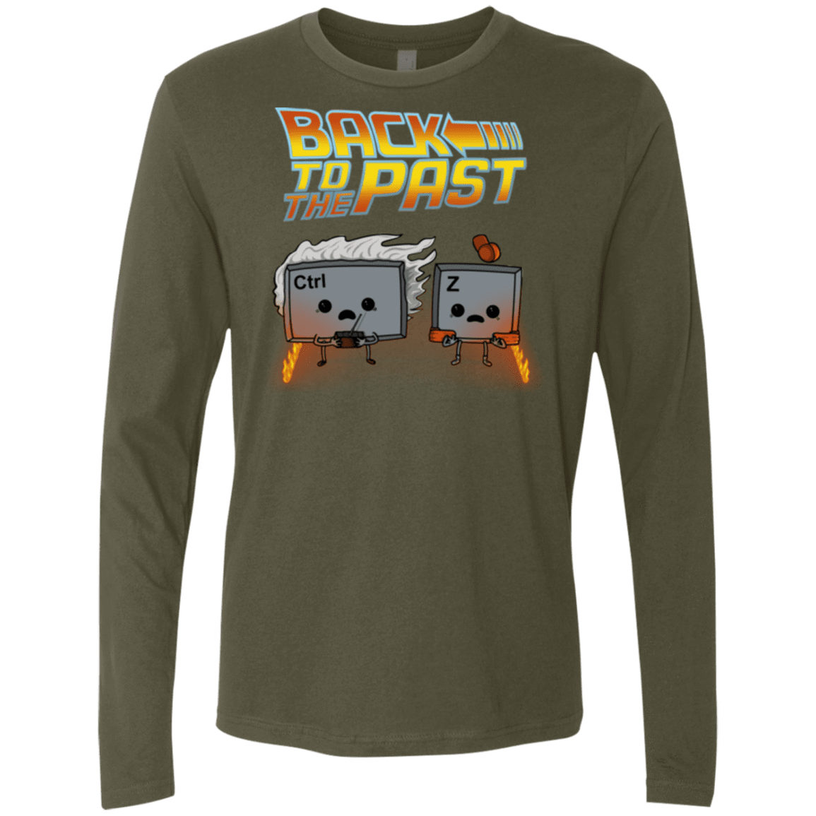 T-Shirts Military Green / Small Back To The Past Men's Premium Long Sleeve