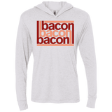 T-Shirts Heather White / X-Small Bacon-Bacon-Bacon Triblend Long Sleeve Hoodie Tee