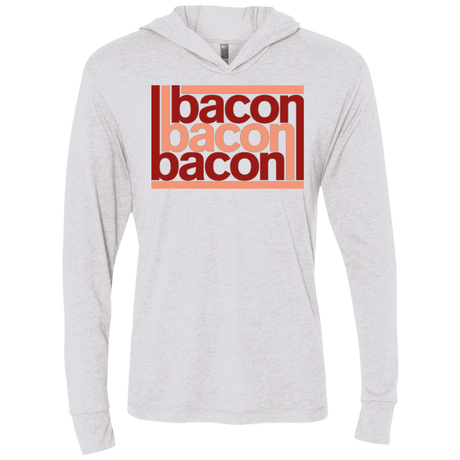 T-Shirts Heather White / X-Small Bacon-Bacon-Bacon Triblend Long Sleeve Hoodie Tee
