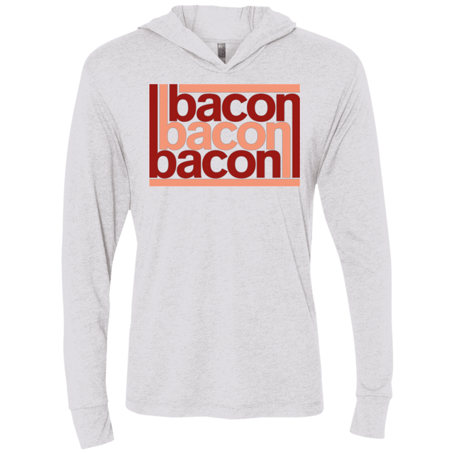 T-Shirts Heather White / X-Small Bacon-Bacon-Bacon Triblend Long Sleeve Hoodie Tee