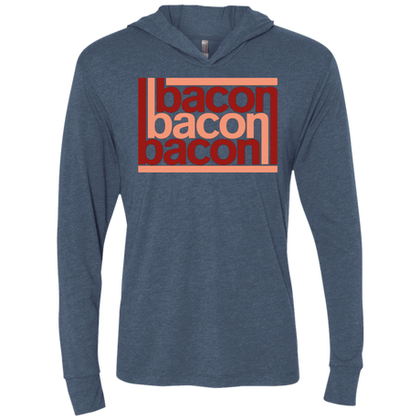 T-Shirts Indigo / X-Small Bacon-Bacon-Bacon Triblend Long Sleeve Hoodie Tee