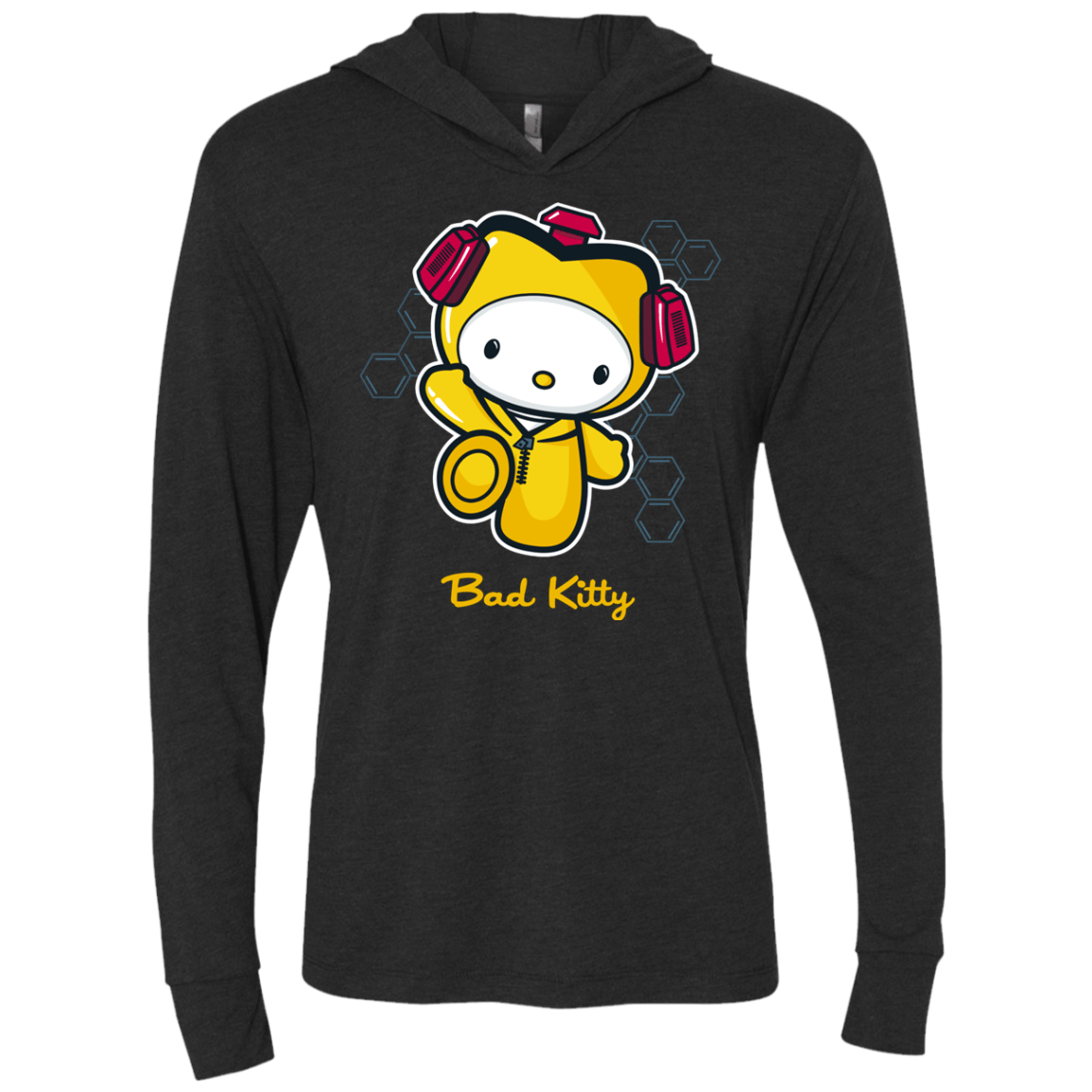 T-Shirts Vintage Black / X-Small Bad Kitty Triblend Long Sleeve Hoodie Tee