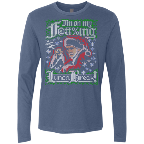 T-Shirts Indigo / Small Bad Santa Ugly sweater Men's Premium Long Sleeve