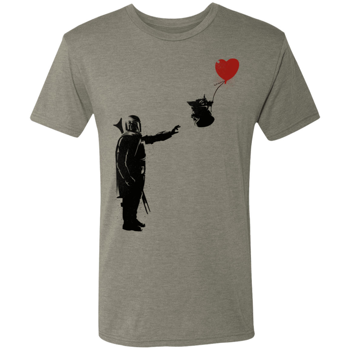 T-Shirts Venetian Grey / S Banksy Baby Yoda Men's Triblend T-Shirt