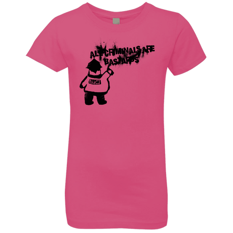 T-Shirts Hot Pink / YXS Banksy Police Girls Premium T-Shirt