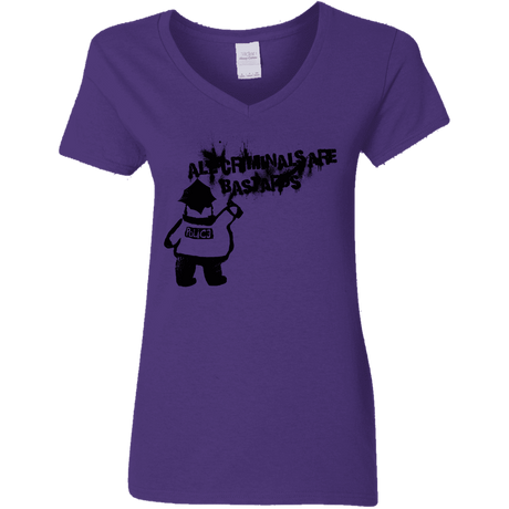 T-Shirts Purple / S Banksy Police Women's V-Neck T-Shirt