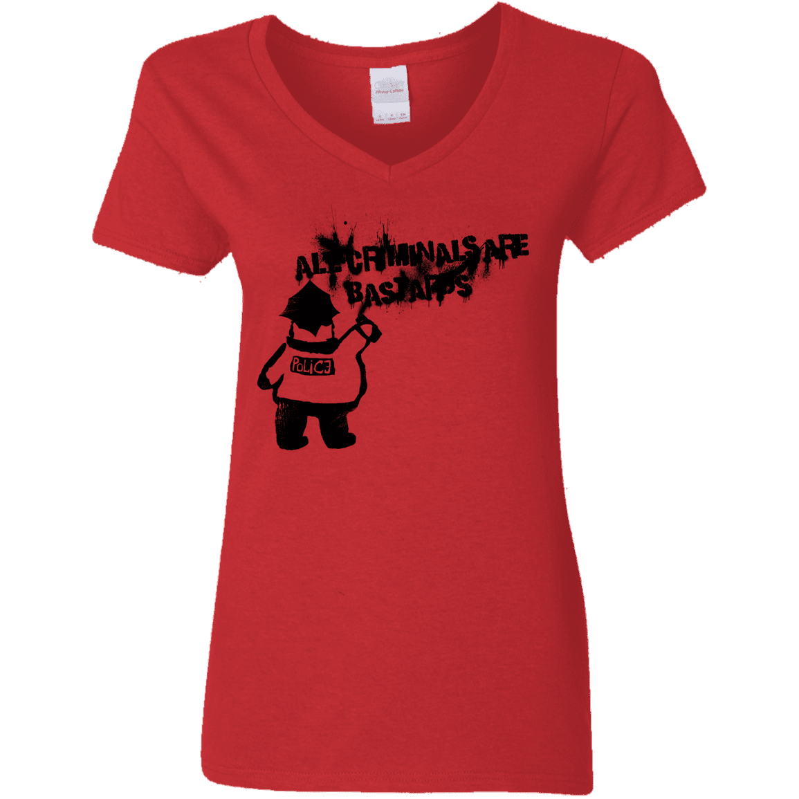 T-Shirts Red / S Banksy Police Women's V-Neck T-Shirt