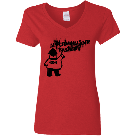 T-Shirts Red / S Banksy Police Women's V-Neck T-Shirt